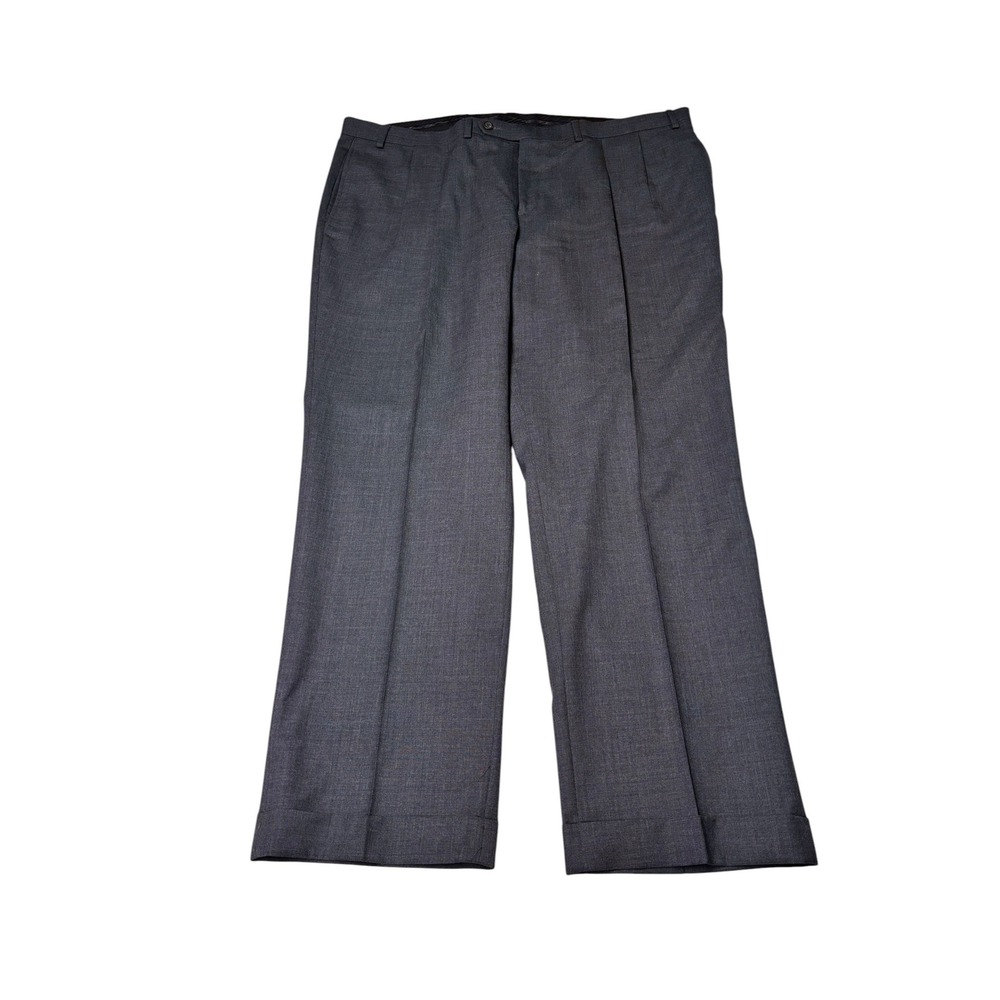 Lauren Ralph Lauren Mens 42x30 Charcoal Gray 100% Wool Pleated Cuffed Pants